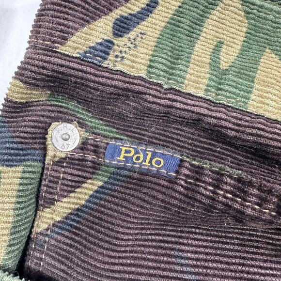 Polo Ralph Lauren Jeans Mens 46BX32 Green Varick Corduroy Camo Slim Straight - Picture 6 of 13